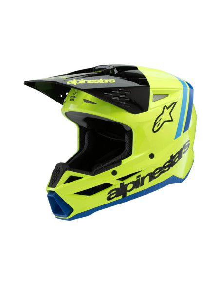 Casque cross enfant Alpinestars S-M3 Radium - Jaune Fluo Noir Bleu