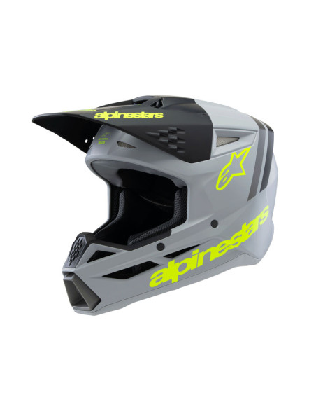 Casque cross enfant Alpinestars S-M3 Radium - Gris Noir Jaune Fluo Mat