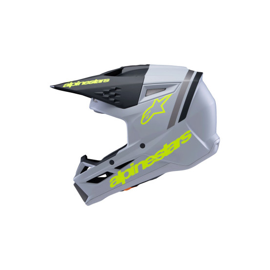 Casque cross enfant Alpinestars S-M3 Radium - Gris Noir Jaune Fluo Mat