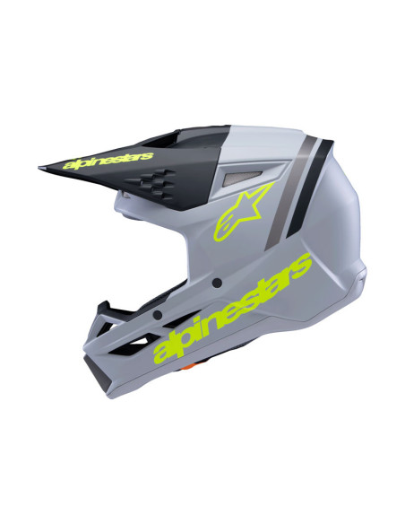 Casque cross enfant Alpinestars S-M3 Radium - Gris Noir Jaune Fluo Mat