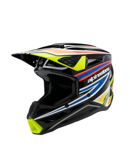 Casque cross enfant Alpinestars S-M3 Wurx - Noir Jaune Fluo Bleu Rouge