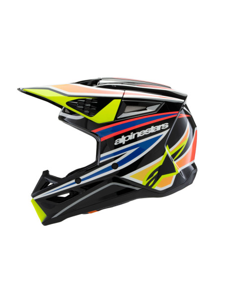 Casque cross enfant Alpinestars S-M3 Wurx - Noir Jaune Fluo Bleu Rouge