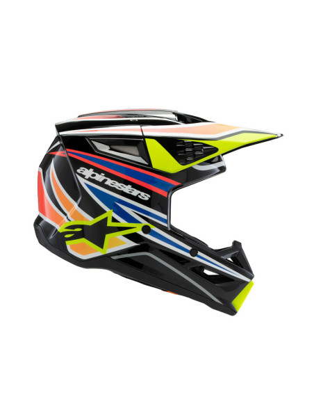 Casque cross enfant Alpinestars S-M3 Wurx - Noir Jaune Fluo Bleu Rouge