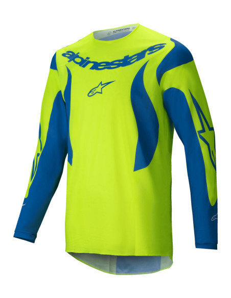 Maillot cross Alpinestars 2025 Fluid Haul - Jaune Fluo Bleu