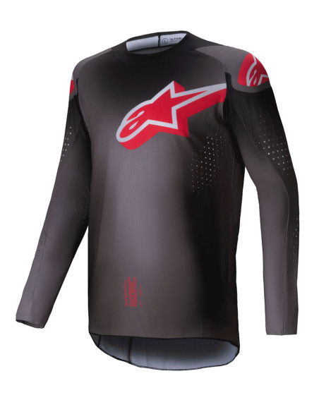 Maillot cross Alpinestars 2025 Supertech Lipan - Gris fumé Rouge