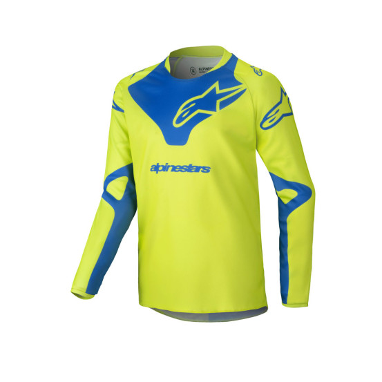 Maillot cross enfant Alpinestars 2025 Racer Veil - Jaune Fluo Bleu