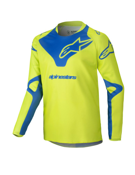 Maillot cross enfant Alpinestars 2025 Racer Veil - Jaune Fluo Bleu