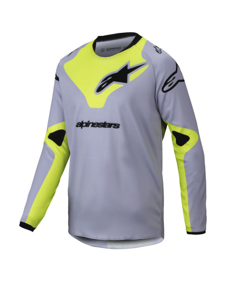 Maillot cross enfant Alpinestars 2025 Racer Veil - Gris Jaune Fluo