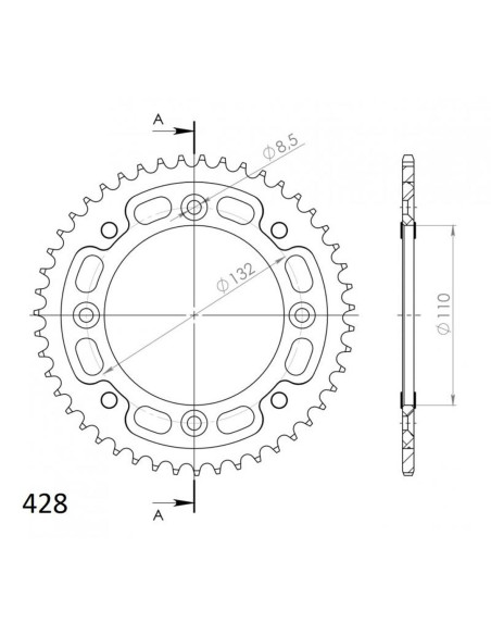Couronne Stealth SUPERSPROX Bi-métal Husqvarna 85 TC KTM 85 SX Or