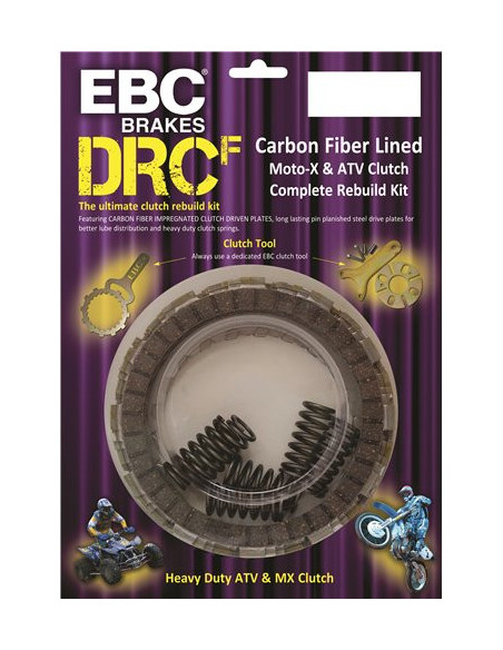 Kit disques d'embrayage garnis + disques lisses + ressorts EBC - DRCF Carbon Fiber - HONDA