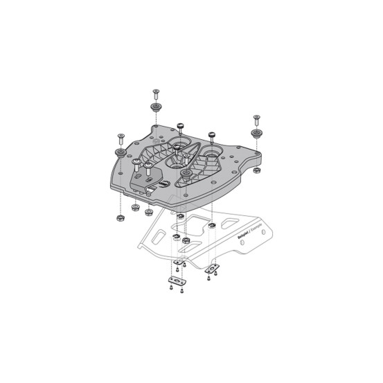 Platine d'adaptation SW-MOTECH pour porte-bagages ALU-RACK pour top case TRAX