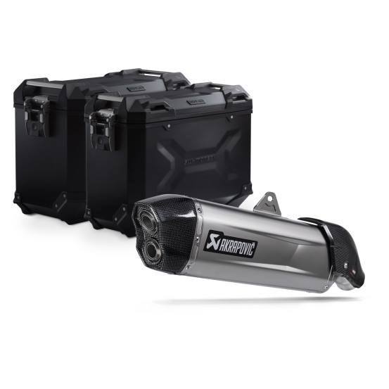 Kit valises SW-MOTECH TRAX ADV + silencieux Akrapovic APRILIA 660 Tuareg 2021 - Noir
