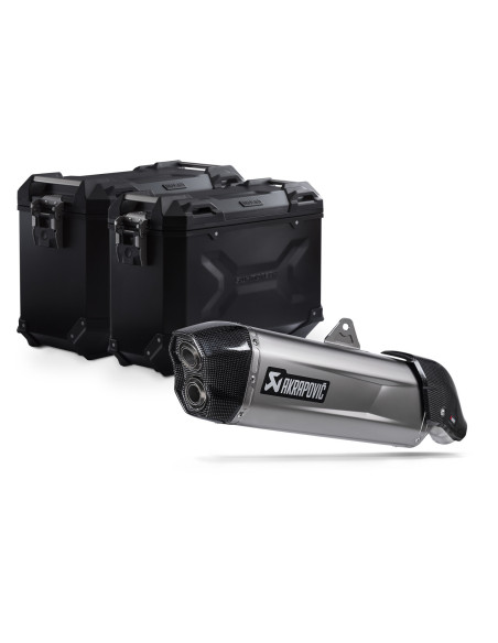 Kit valises SW-MOTECH TRAX ADV + silencieux Akrapovic APRILIA 660 Tuareg 2021 - Noir