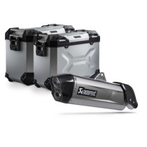 Kit valises SW-MOTECH TRAX ADV + silencieux Akrapovic APRILIA 660 Tuareg 2021 - Gris