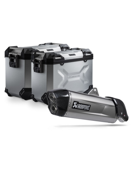Kit valises SW-MOTECH TRAX ADV + silencieux Akrapovic APRILIA 660 Tuareg 2021 - Gris