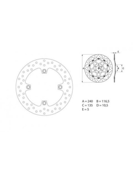 Disque de frein arrière fixe Brembo Oro HONDA