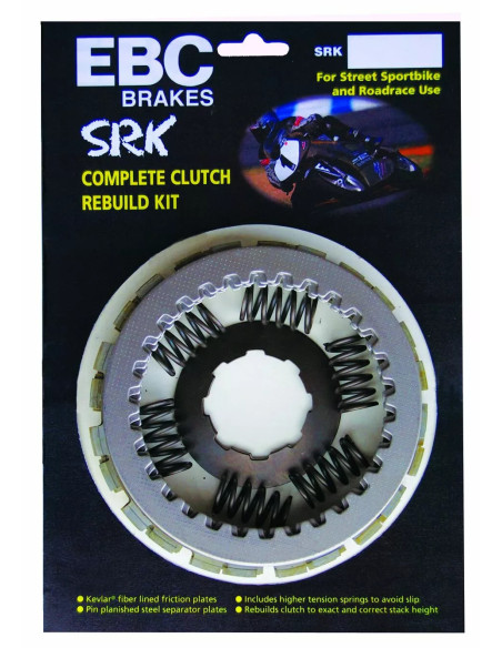 Kit disques d'embrayage garnis + disques lisses + ressorts EBC - SRK Aramid Fiber - YAMAHA MT-09 2014-2023
