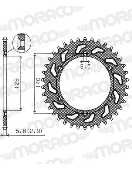 Couronne Stealth Supersprox Bi-métal Pas 520 Or CE203SG