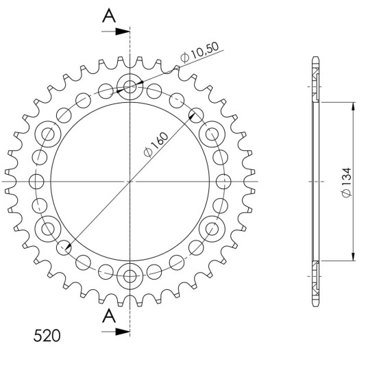 Couronne Alu Supersprox Anti Boue Pas 520 Noir AB618X