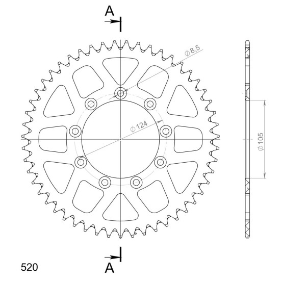 Couronne Alu Supersprox Anti Boue Pas 520 Noir AU314X