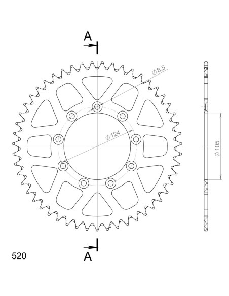 Couronne Alu Supersprox Anti Boue Pas 520 Noir AU314X
