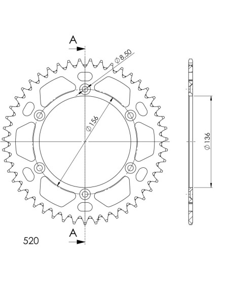 Couronne Alu Supersprox Anti Boue Pas 520 Noir AF206X