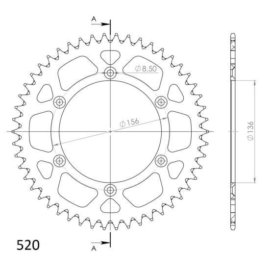 Couronne Alu Supersprox Anti Boue Pas 520 Bleu AF206XB
