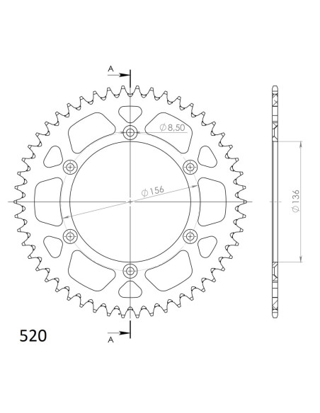 Couronne Alu Supersprox Anti Boue Pas 520 Bleu AF206XB
