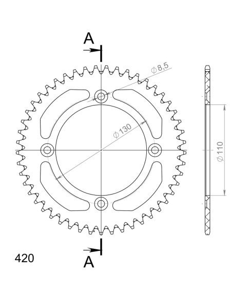 Couronne Alu Supersprox Anti Boue Pas 420 Noir AB104X