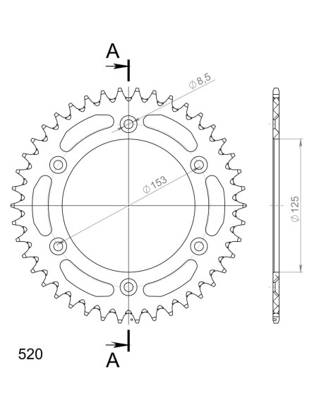 Couronne Alu Supersprox Anti Boue Pas 520 Noir AB212X