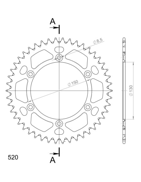 Couronne Alu Supersprox Anti Boue Pas 520 Noir AD323X