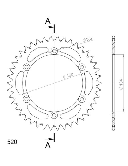 Couronne Alu Supersprox Anti Boue Pas 520 Noir AH206X
