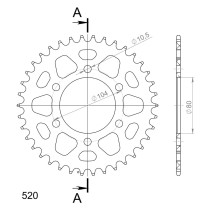 Couronne Alu Supersprox Anti Boue Pas 520 Noir AH403X