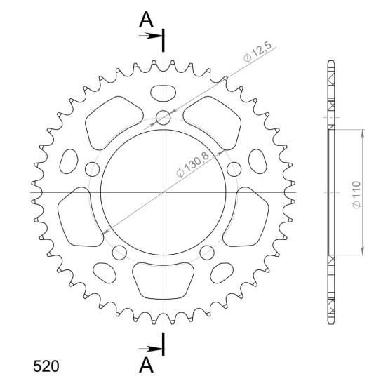 Couronne Alu Supersprox Anti Boue Pas 520 Noir AJ701X