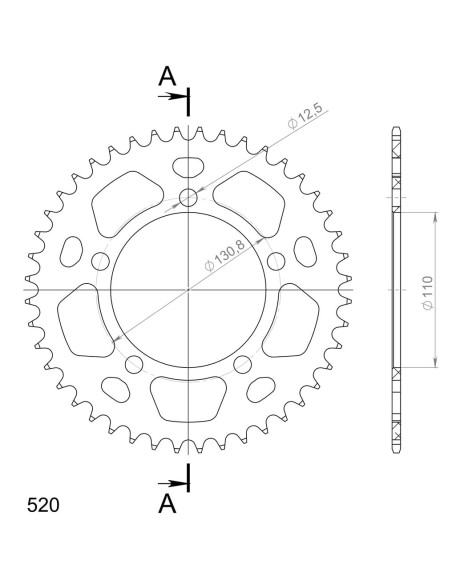 Couronne Alu Supersprox Anti Boue Pas 520 Noir AJ701X