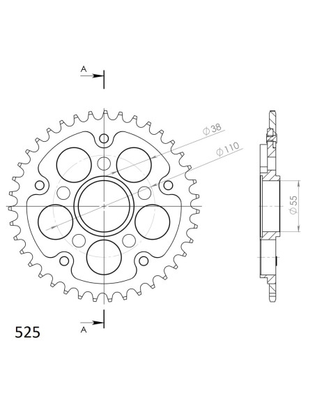 Couronne Stealth Supersprox Bi-métal Pas 520 Or CL605SG