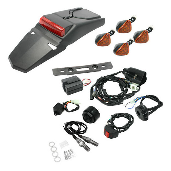 Kit éclairage autonome DRC Motocross-Enduro avec bavette + clignotants