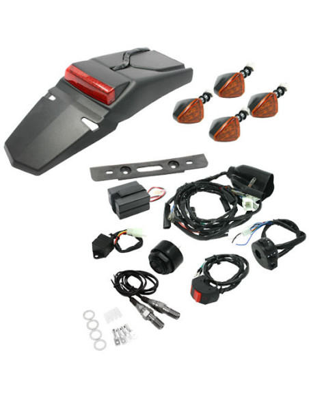 Kit éclairage autonome DRC Motocross-Enduro avec bavette + clignotants