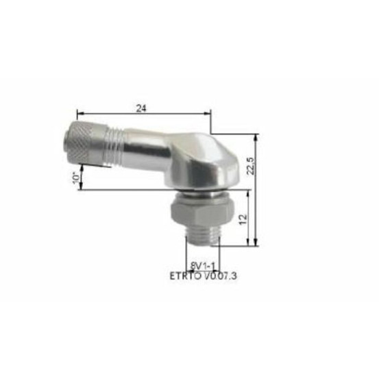 Valve coudée tubeless Ø8.5mm argent