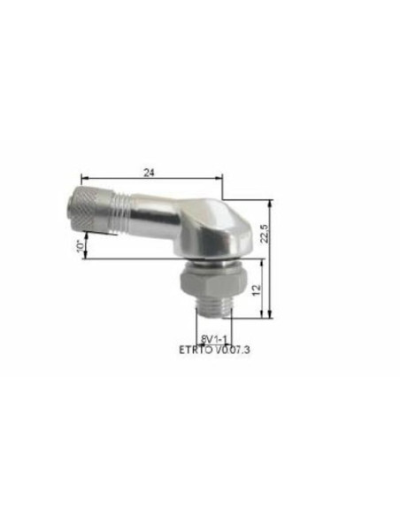 Valve coudée tubeless Ø8.5mm argent