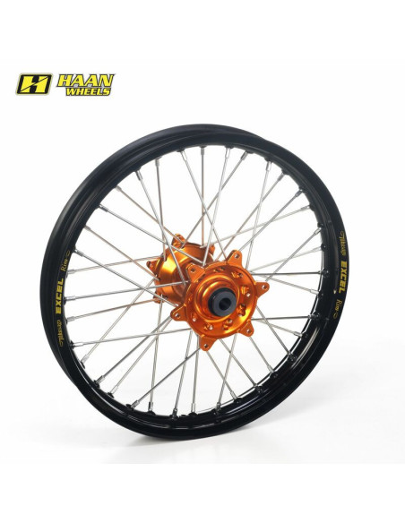 Roue arrière complète HAAN WHEELS (16x1,85) KTM, jante noire, moyeu Orange