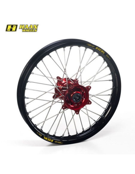 Roue avant complète HAAN WHEELS 17x3,5 HONDA Jante Noir Moyeux Rouge