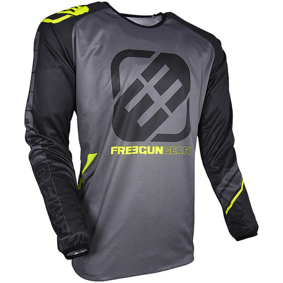 Maillot cross Freegun Shot Devo College - Gris Jaune Fluo