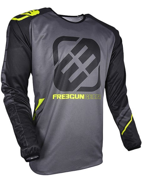 Maillot cross Freegun Shot Devo College - Gris Jaune Fluo