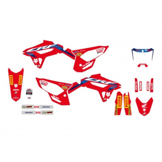 Kit déco complet + housse de selle BLACKBIRD Replica Team HRC Honda 23 HONDA CRF R 450 2021-2026 / CRF R 250 2022-2026