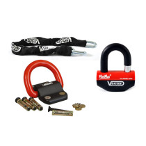 Kit antivol SRA VECTOR - chaîne 1,30m + cadenas/bloque-disque MiniMax+ + Fixation Compac Blok