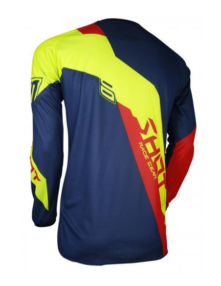 Maillot cross SHOT 2018 Devo Alert - Bleu Rouge Jaune Fluo