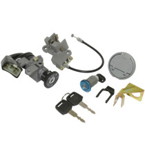 Contacteur à clé 50 Chinois 4T GY6 / 139QMB / Baotian 50 BT49QT 4T / Peugeot 50 V-Clic (avec serrure de selle et bouchon d'es..