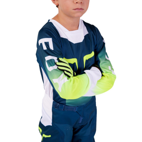 Maillot cross enfant Fox 2024 180 Flora - Dark Indigo Bleu