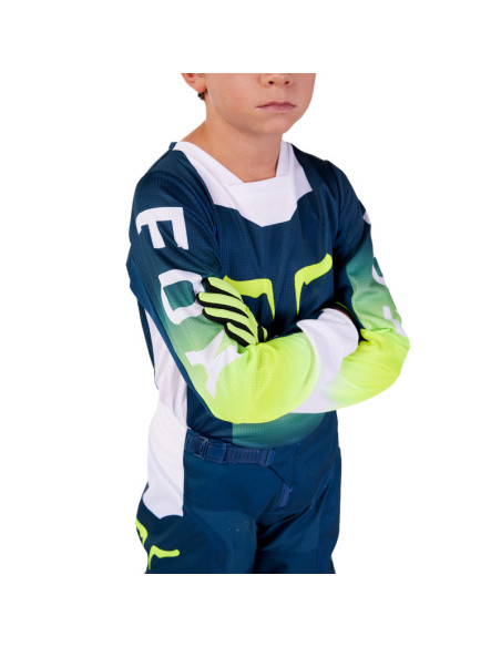 Maillot cross enfant Fox 2024 180 Flora - Dark Indigo Bleu